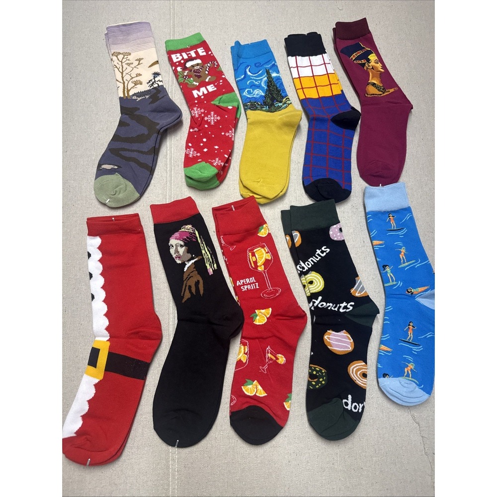 Different Touch Crew Socks Novelty Art Food Assorted Multi-Color 9-12 New